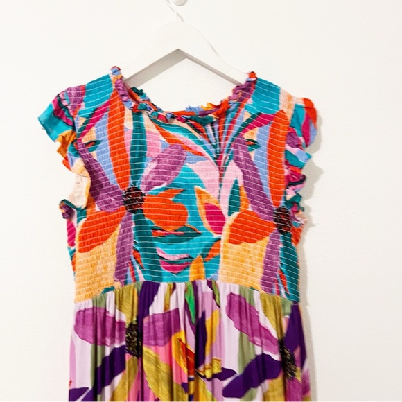 Briton Court Colorful Floral Midi Dress Size Medium M - Picture 3 of 6